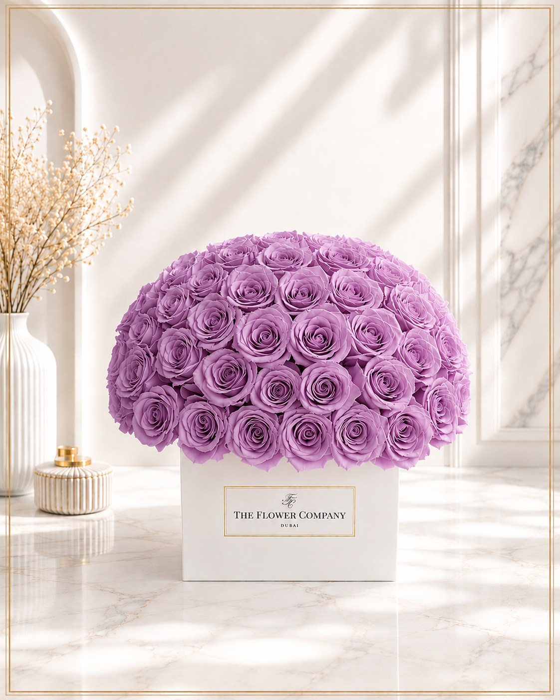 Dome Shaped Red Roses in Square Box