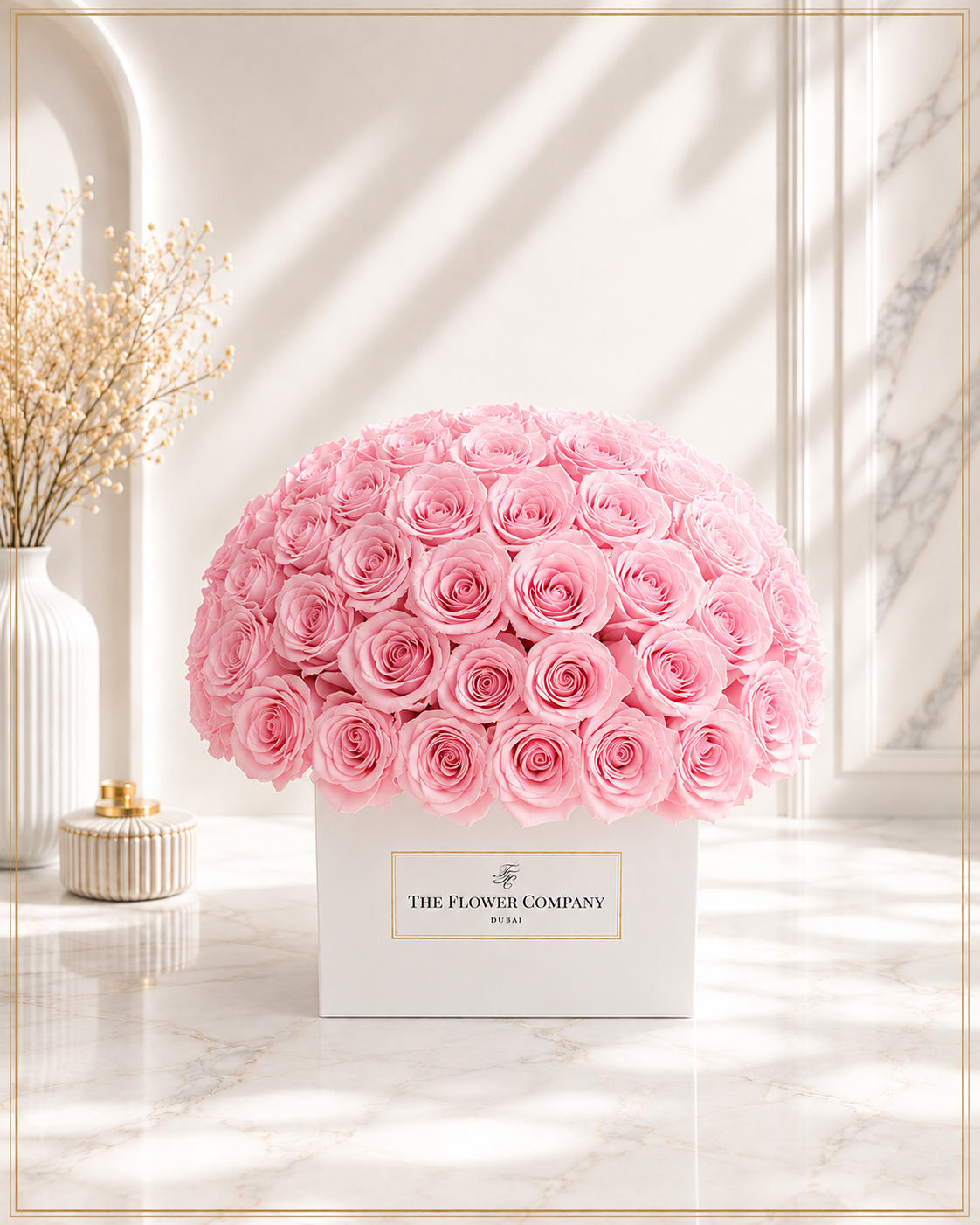Dome Shaped Red Roses in Square Box