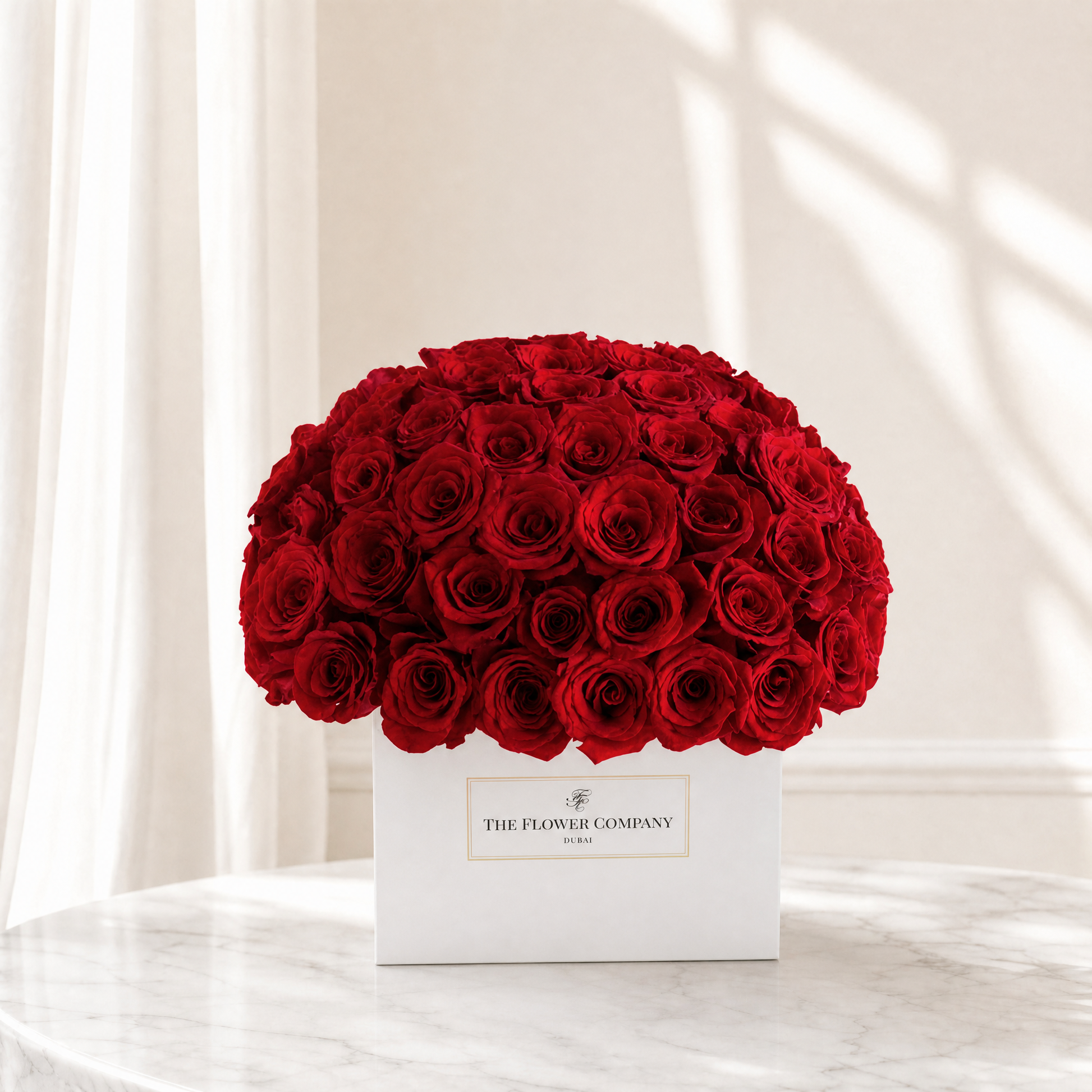 Dome Shaped Red Roses in Square Box The Flower Company
