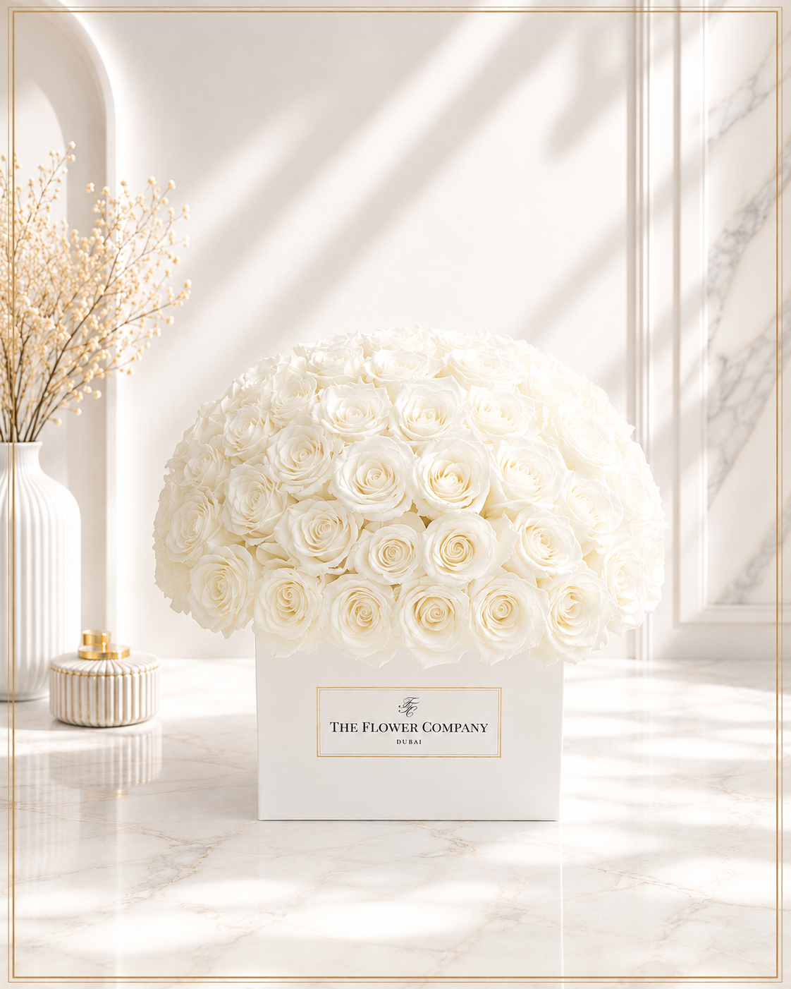 Dome Shaped Red Roses in Square Box